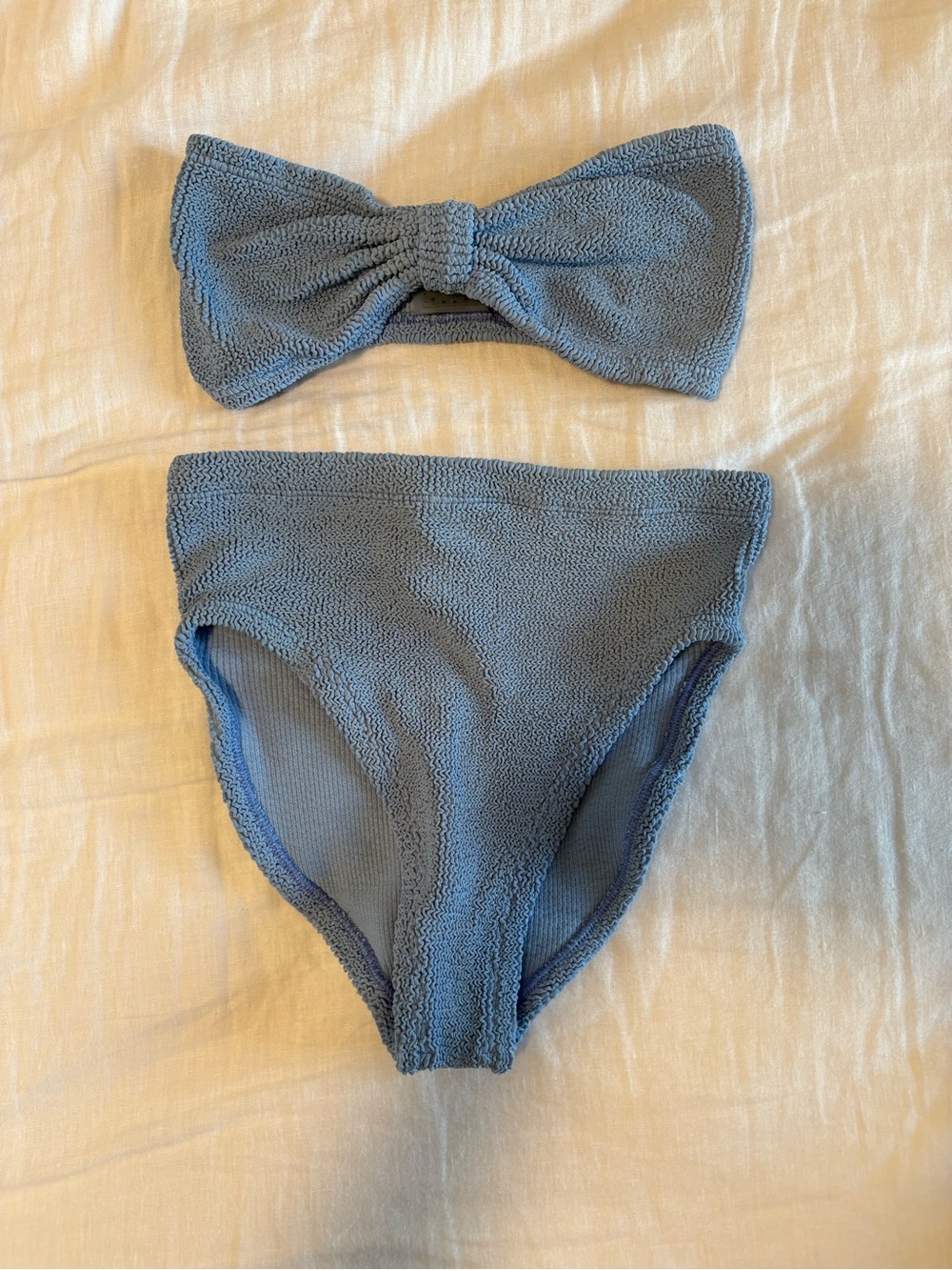 Hunza G | Textured Light Blue High-Waist Bikini